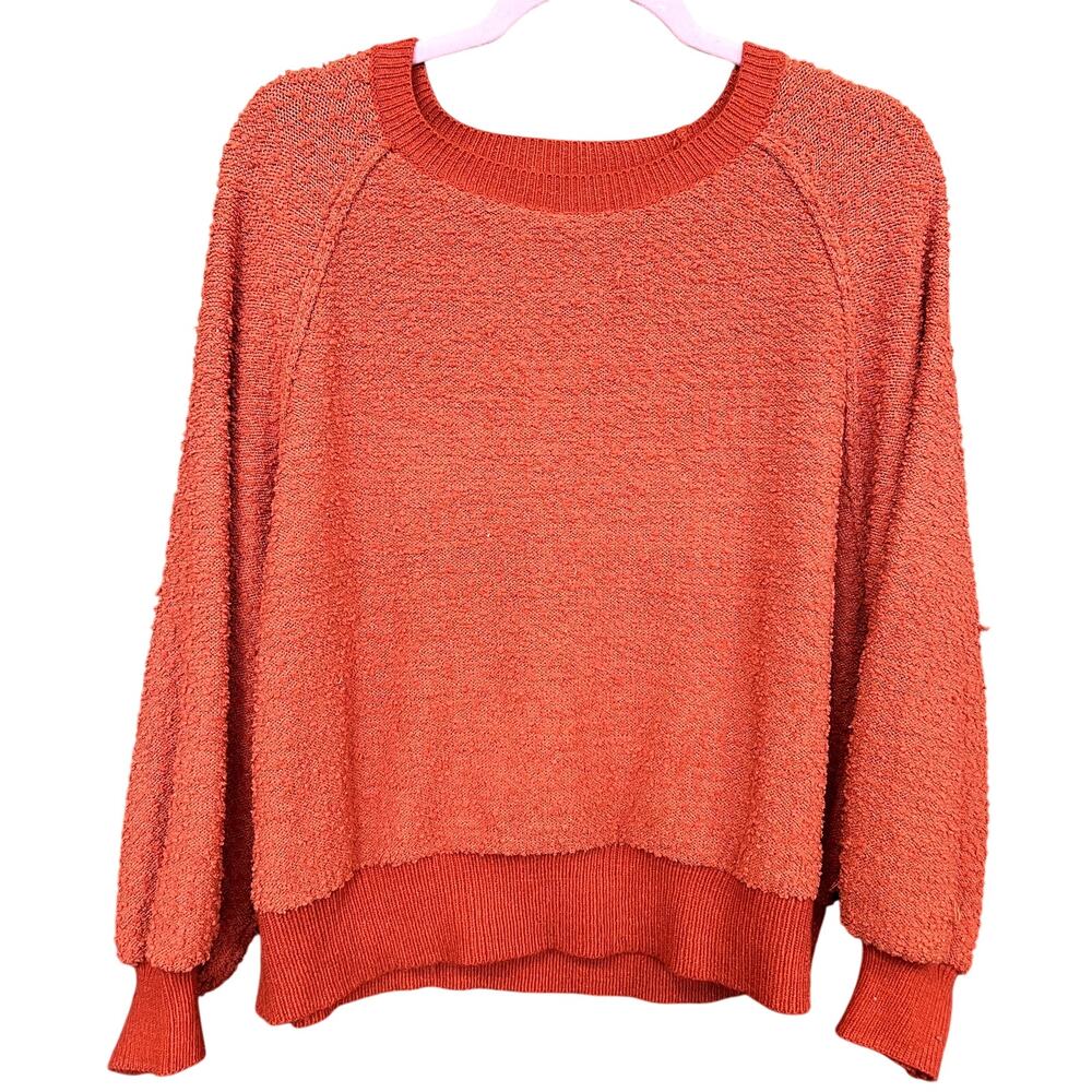 Umgee Rust Orange Popcorn Crew Neck Sweater Medium